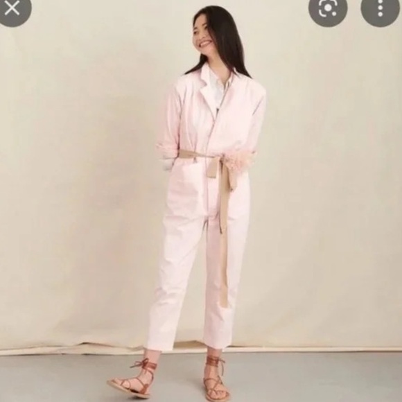 ALEX MILL Standard Jumpsuit in Cotton Twill Seashell Pink Size L - Picture 3 of 11